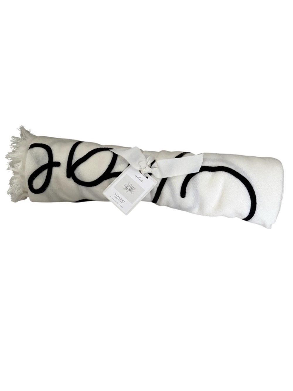 HALLMARK New Better Together Throw Blanket Cream Black Font Fringe